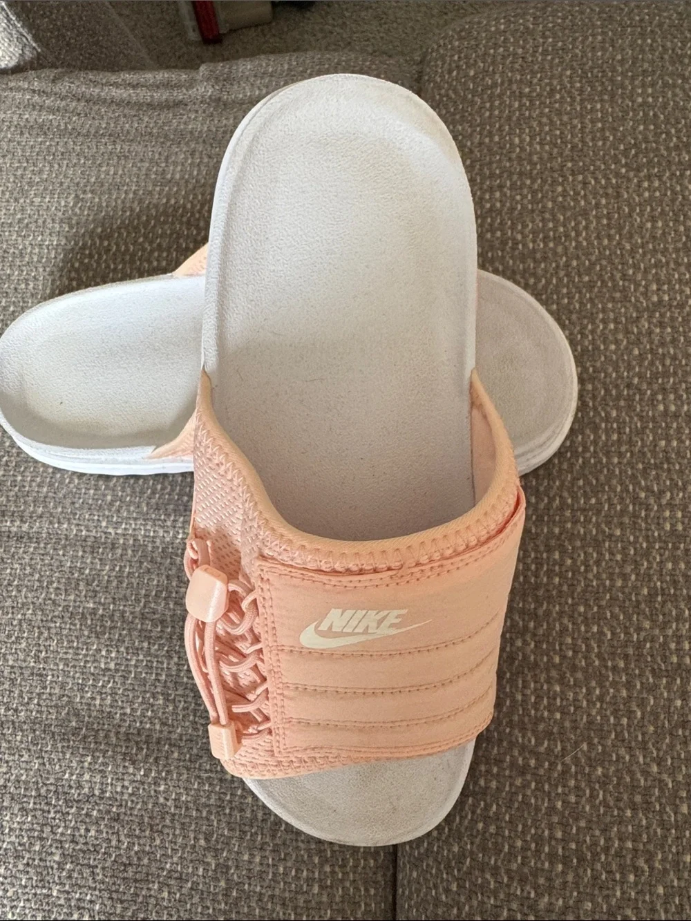 Nike Peach Slide Sandals with White Footbed